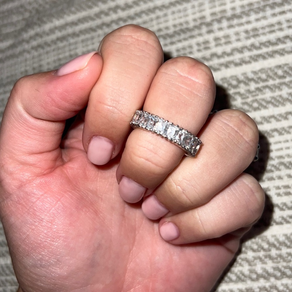 Emerald Shaped Eternity Band